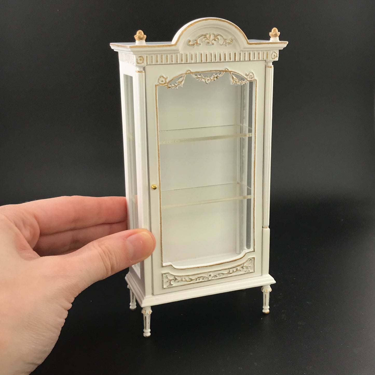Victorian Showcase Antique Art Nouveau Cabinet Display for 1:12 scale Dollhouse Miniature Glass Showcase Mahogany or White Y3185
