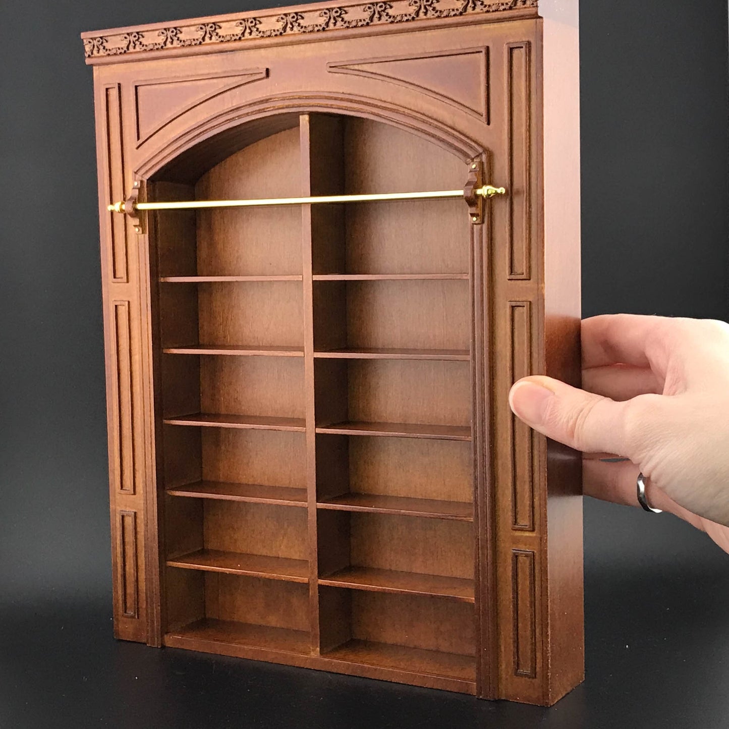 MANOR PANEL shelves shelving unit or Ladder library wall panel WALNUT 1:12 scale dollhouse miniatures 9110 Shelf bookcase