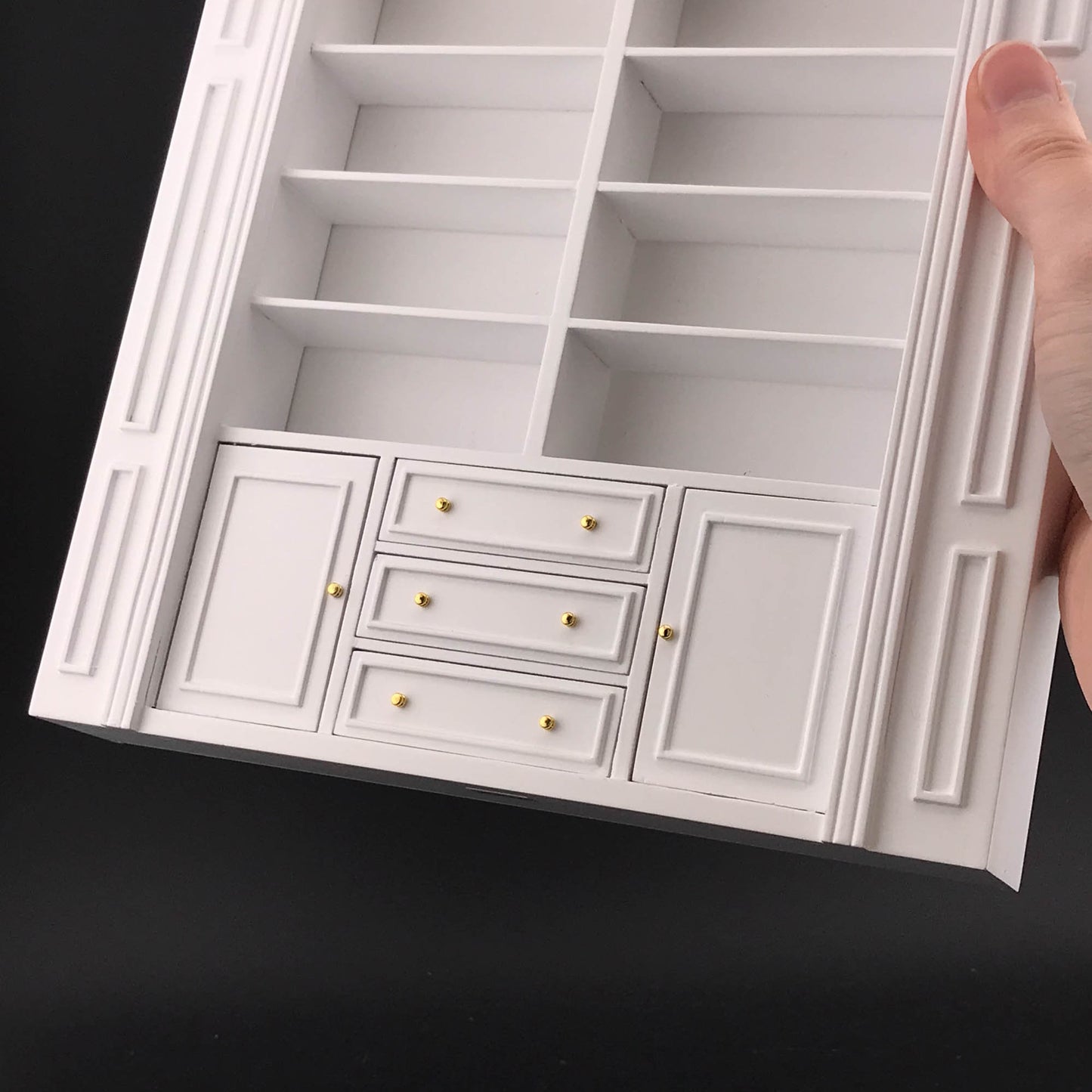 MANOR PANEL shelves shelving unit or Ladder library wall panel WHITE 1:12 scale dollhouse miniatures 9110 Shelf bookcase