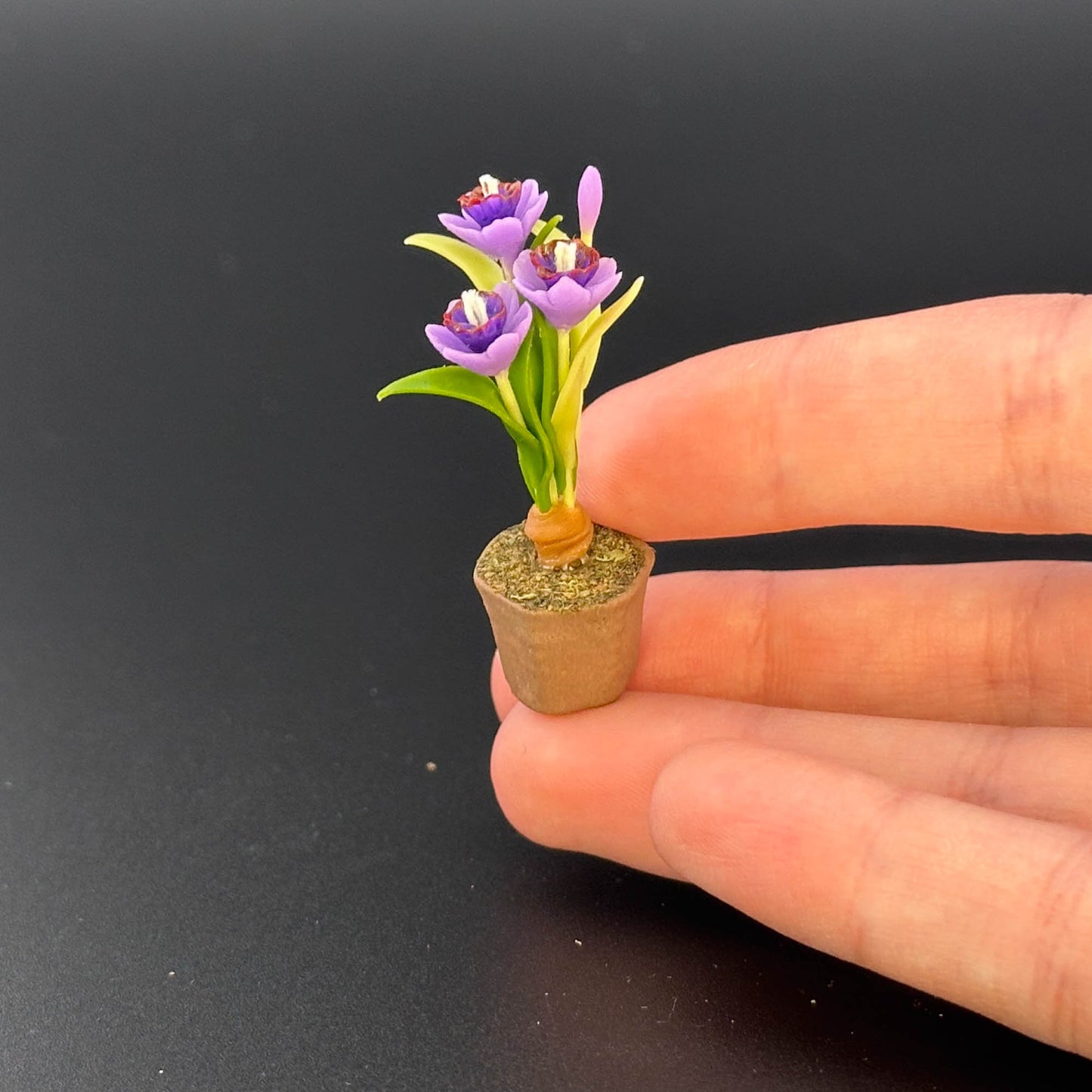 Handmade flowers plant in Terracotta Pot Dollhouse Miniatures 1:12 scale plants flower garden bloom
