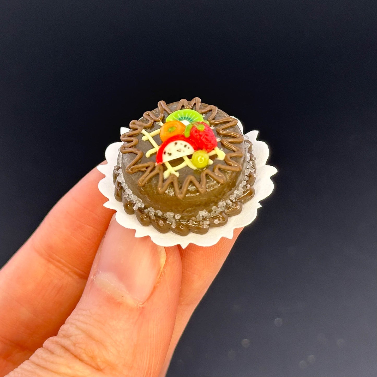 Handmade fruit cake in 1:12 scale for dollhouse miniature polymer clay