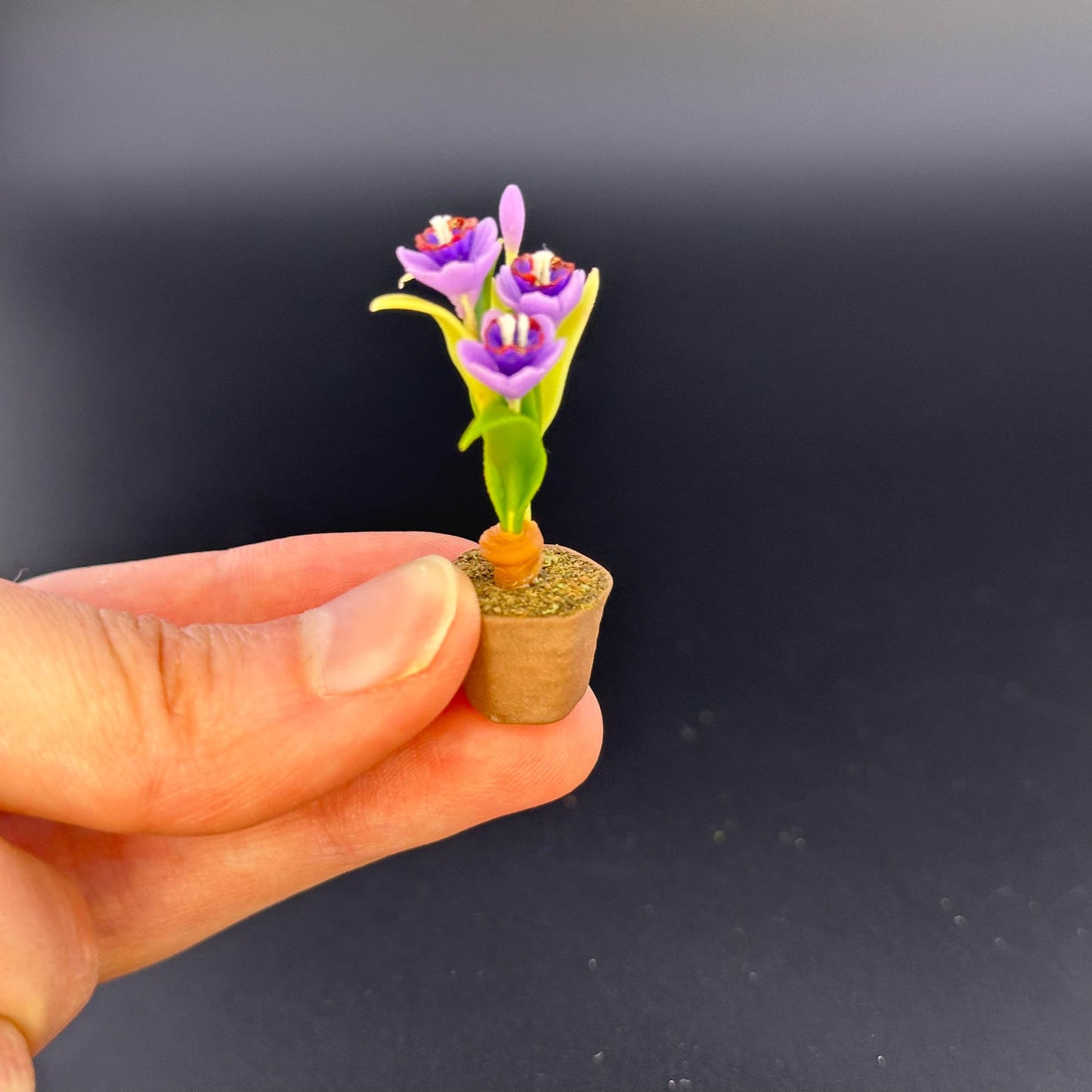 Handmade flowers plant in Terracotta Pot Dollhouse Miniatures 1:12 scale plants flower garden bloom