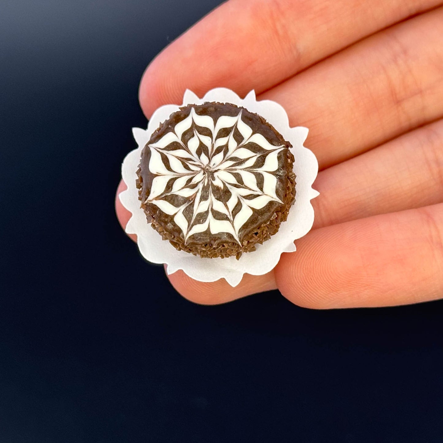 Handmade chocolate cake in 1:12 scale for dollhouse miniature polymer clay