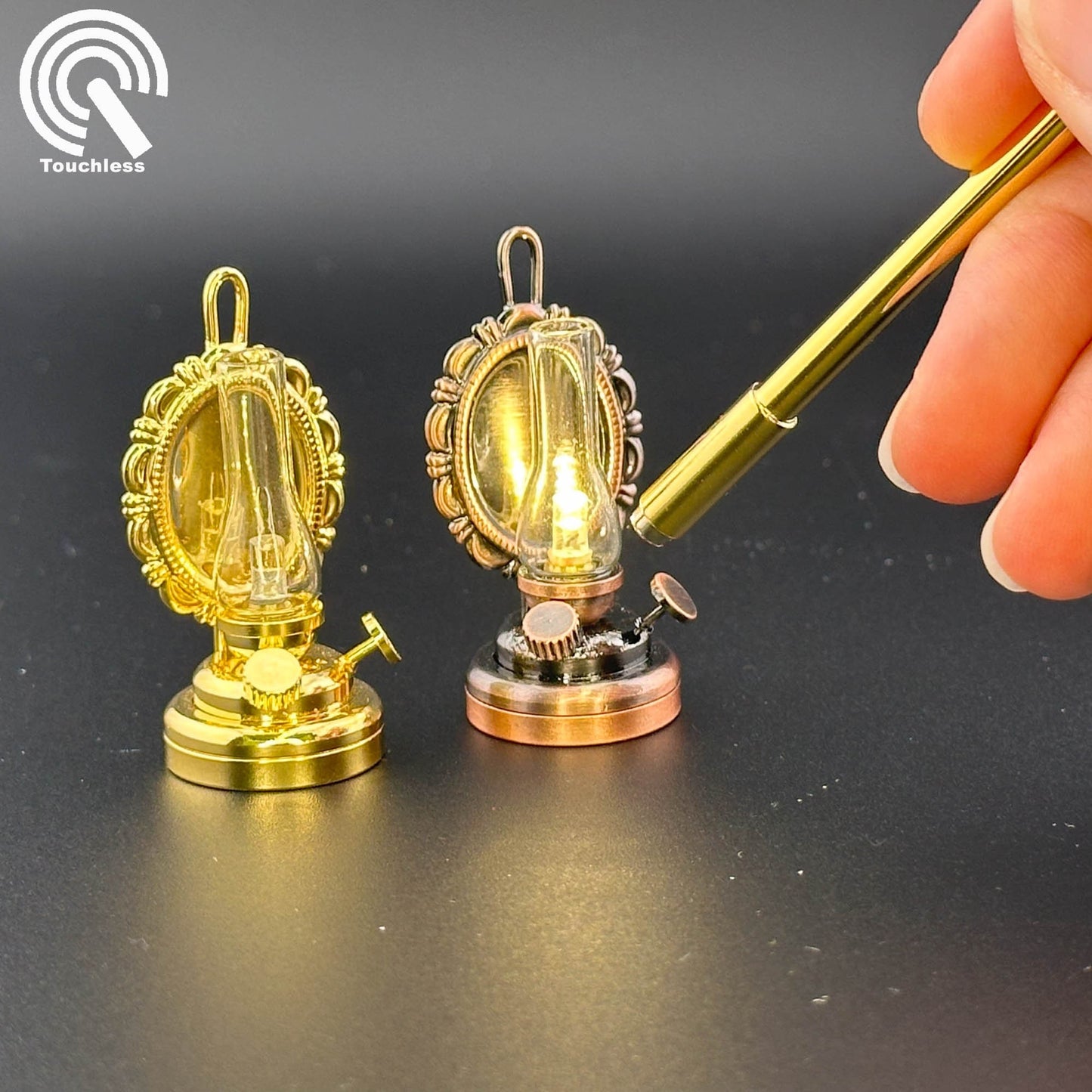 Miniature Touchless operation with Wand 1:12 Oil Glass Kerosene Lamp light Dollhouse No-touch No-Switch Stick Tabletop/Hanging