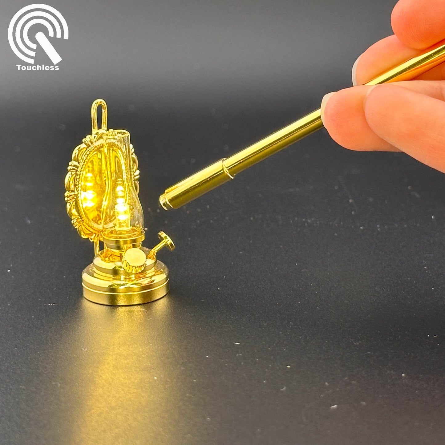Miniature Touchless operation with Wand 1:12 Oil Glass Kerosene Lamp light Dollhouse No-touch No-Switch Stick Tabletop/Hanging
