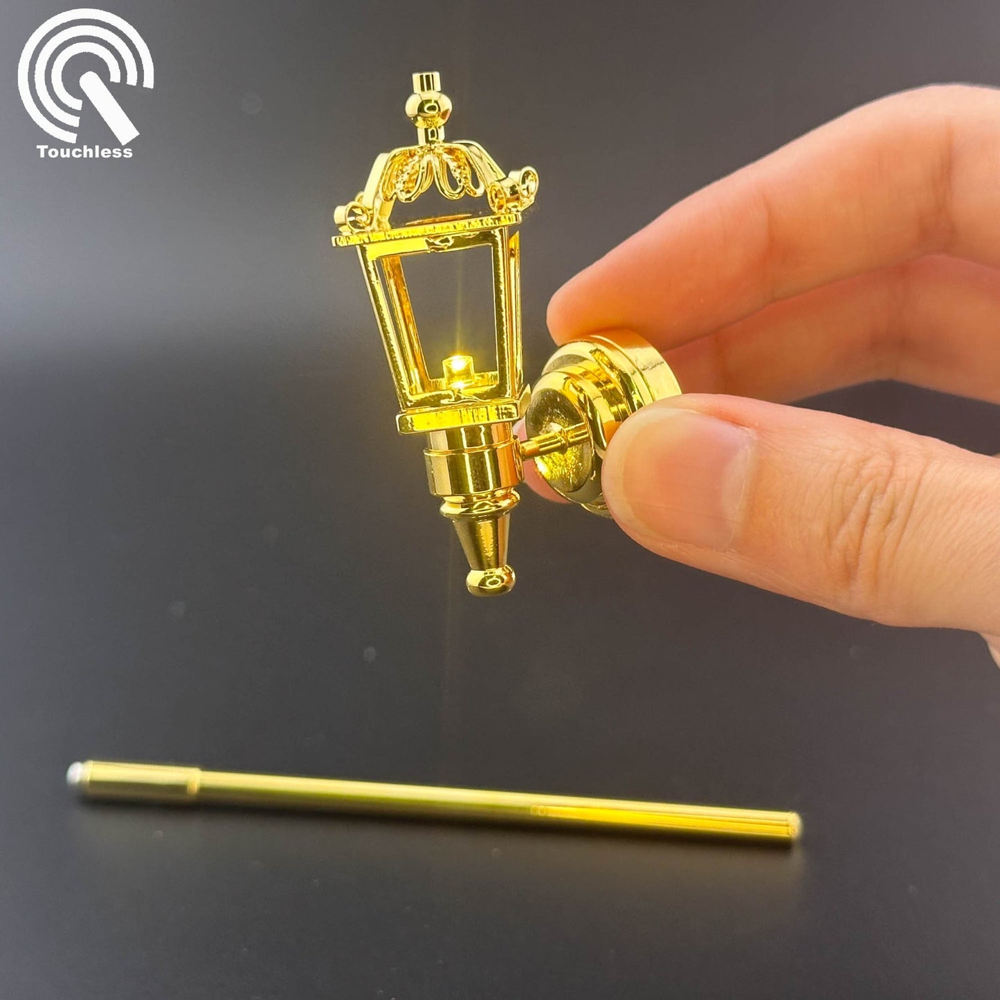 Miniature Touchless operation with Wand 1:12 Victorian Carriage lamp light Sconce outdoor LED Dollhouse No-touch No-Switch Stick Fairy Magic