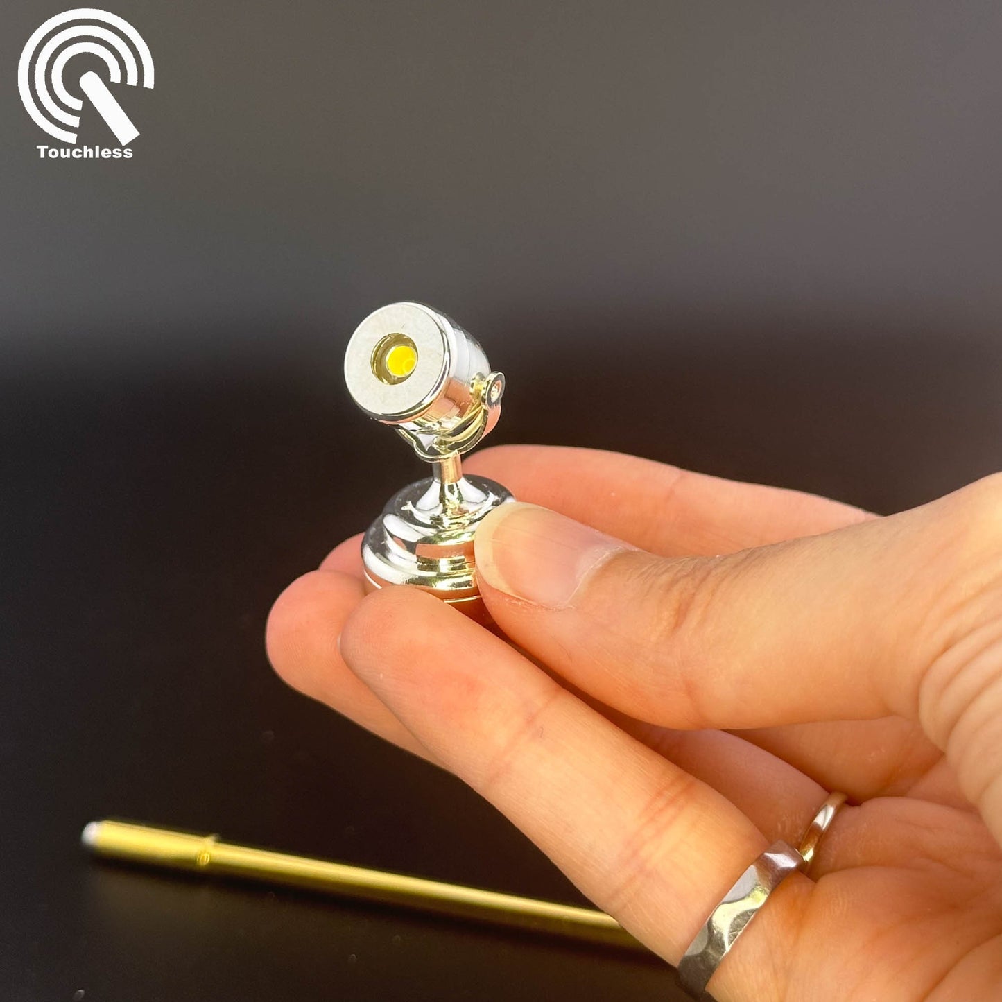 Miniature Spotlight Stage Touchless operation with Wand 1:12 scale lamp LED for dollhouse No-touch No-Switch spot light