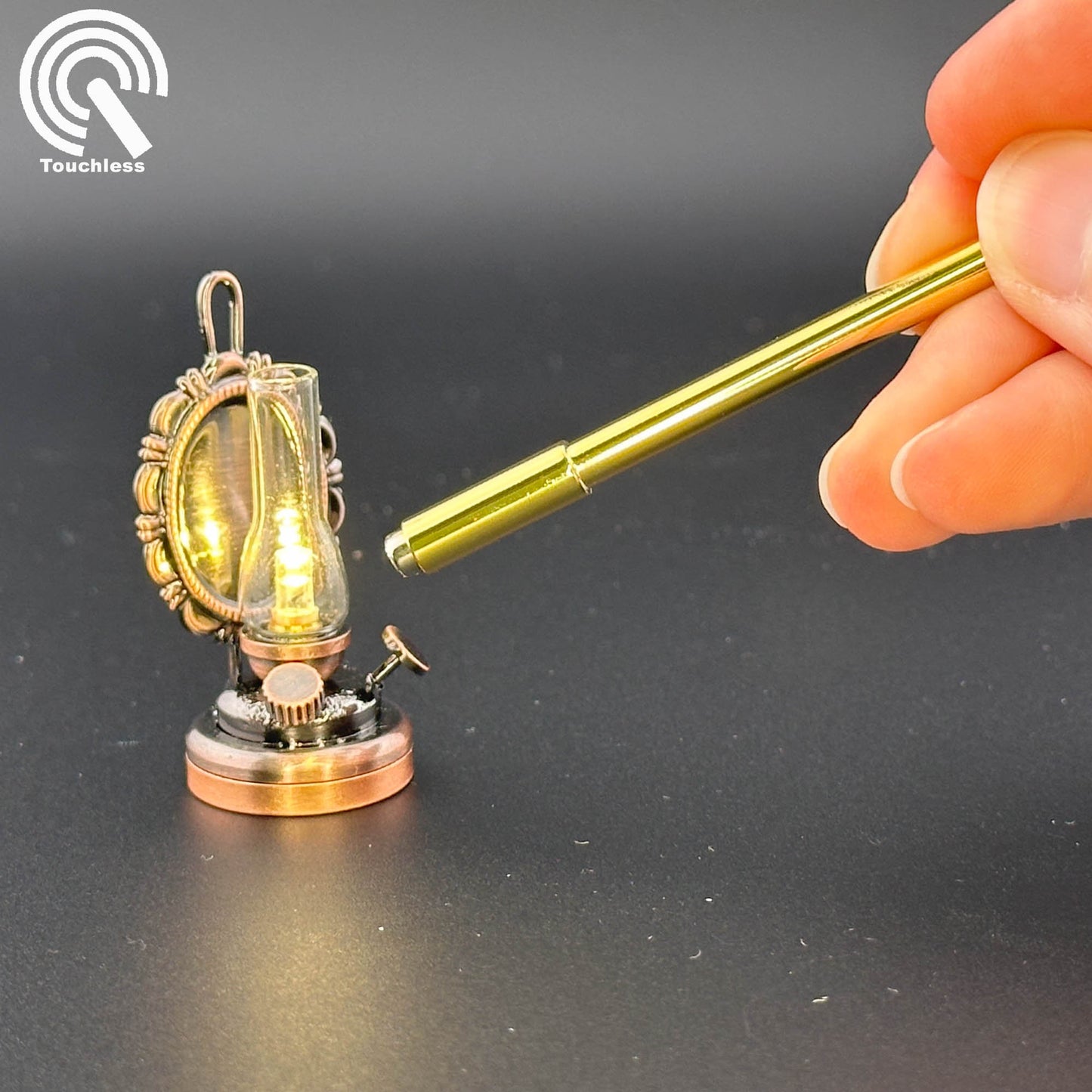 Miniature Touchless operation with Wand 1:12 Oil Glass Kerosene Lamp light Dollhouse No-touch No-Switch Stick Tabletop/Hanging