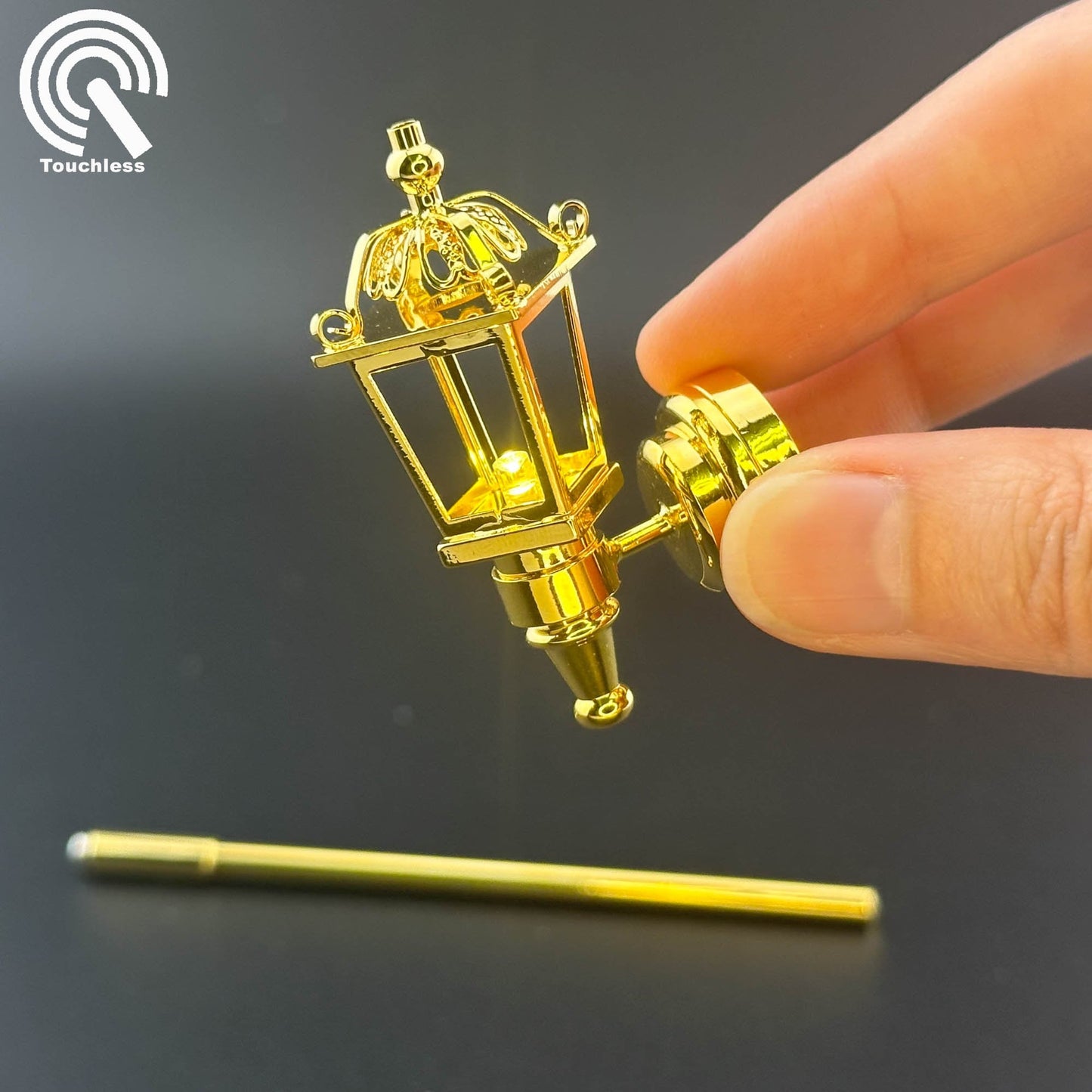 Miniature Touchless operation with Wand 1:12 Victorian Carriage lamp light Sconce outdoor LED Dollhouse No-touch No-Switch Stick Fairy Magic