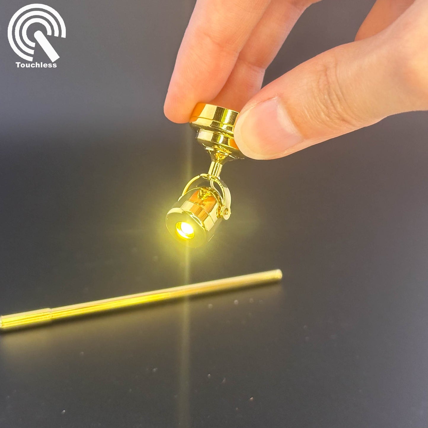 Miniature Spotlight Stage Touchless operation with Wand 1:12 scale lamp LED for dollhouse No-touch No-Switch spot light