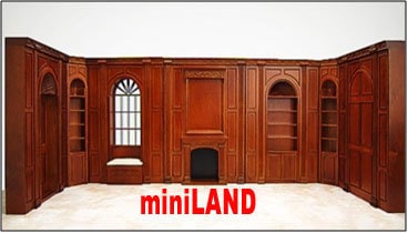 MANOR Wall wood unit Dollhouse miniature furniture wall panel roombox 6.9"W 1:12 Scale