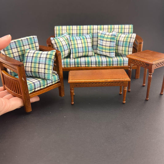 Ensemble de meubles de mission économique 4 pièces ensemble de salon familial échelle 1:12 maisons de poupées miniatures