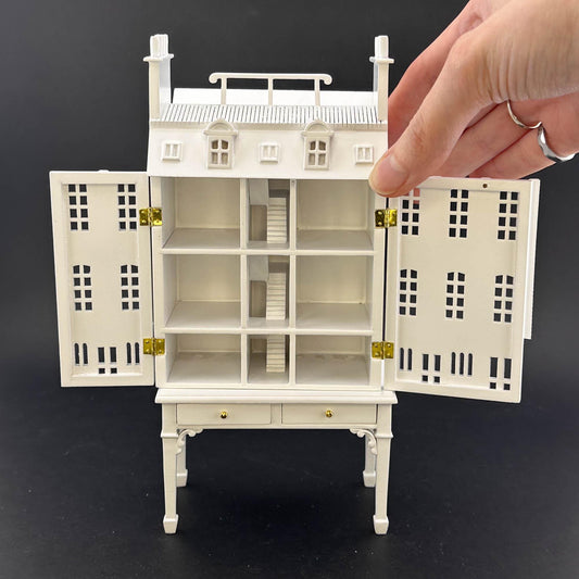 Maison de poupée française pour maison de poupée 1:12 avec table BLANCHE Échelle 1/144 Ouverture frontale de qualité supérieure Quatre étages et magasins magasins escaliers