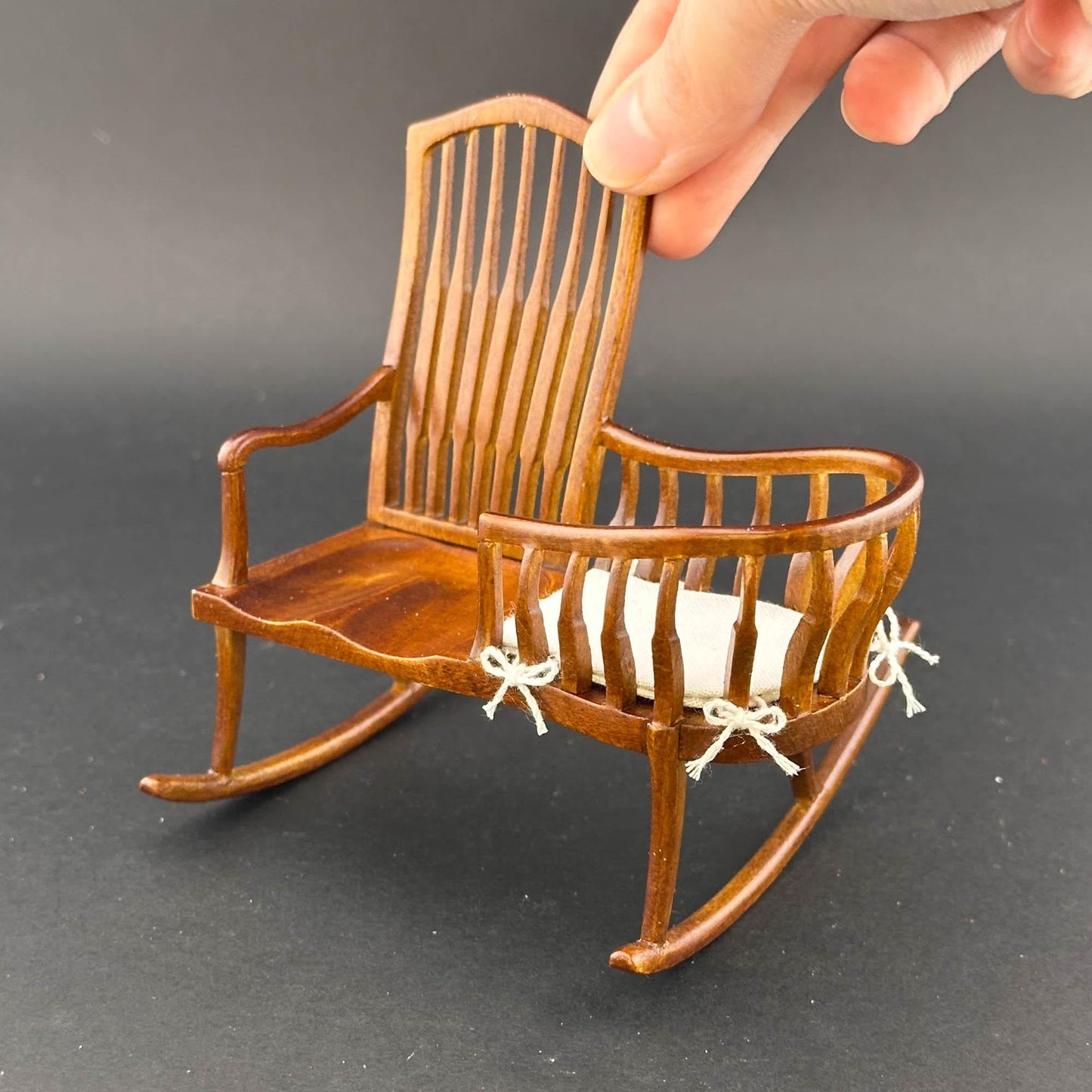 Miniature baby crib chair bench Spindle Windsor Style for 1:12 scale dollhouse top quality handmade of wood nursery room - nanny rocker