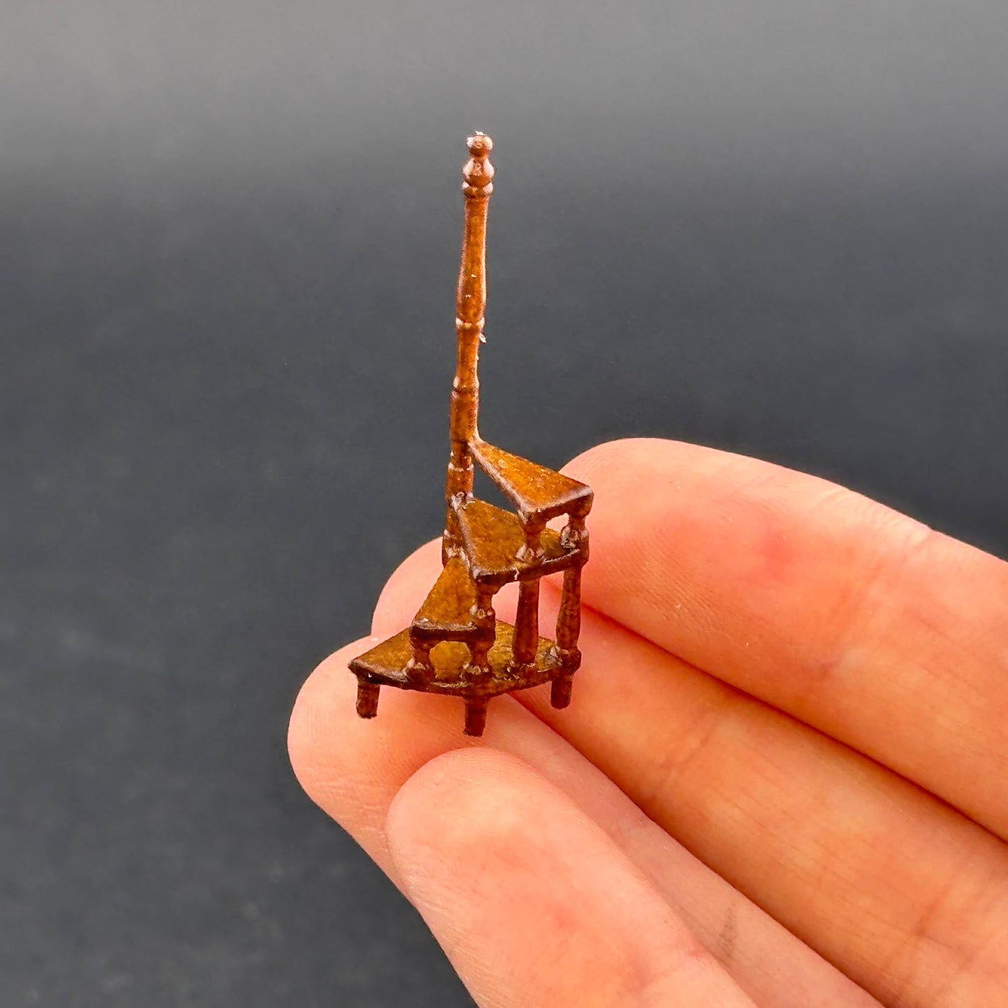 1:48 scale Library office step ladder handcrafted wood quarter scale WALNUT 1/48 Top Quality dollhouse miniature