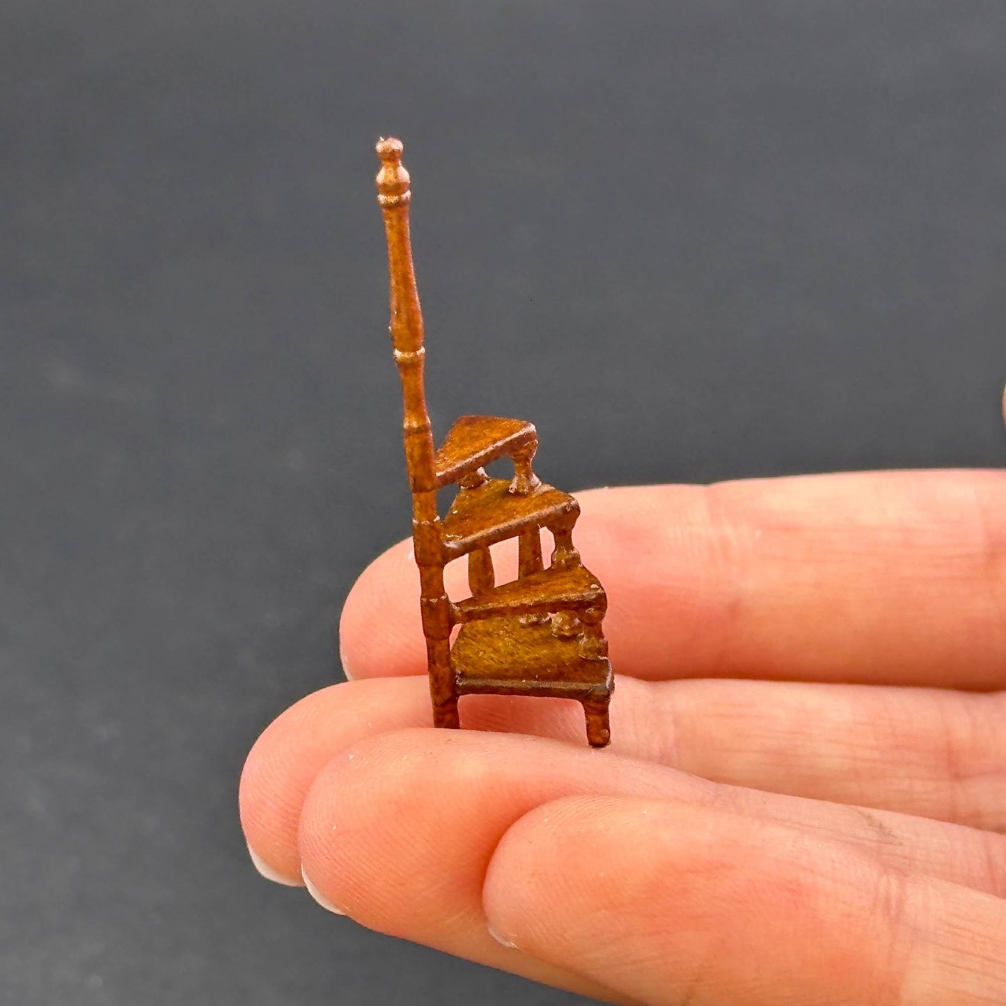 1:48 scale Library office step ladder handcrafted wood quarter scale WALNUT 1/48 Top Quality dollhouse miniature