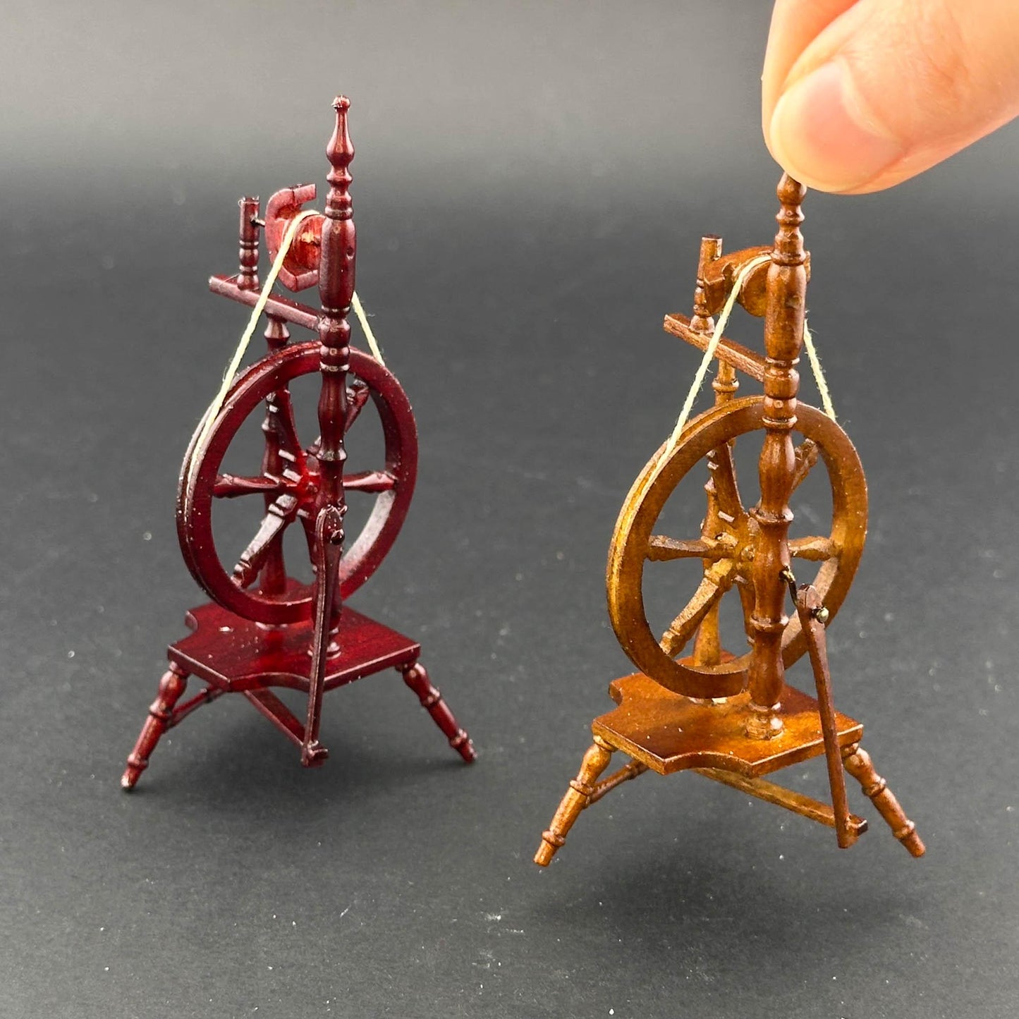 Miniature Spinning Wheel Fine Quality for dollhouse miniature 1:12 sewing room wood handcrafted