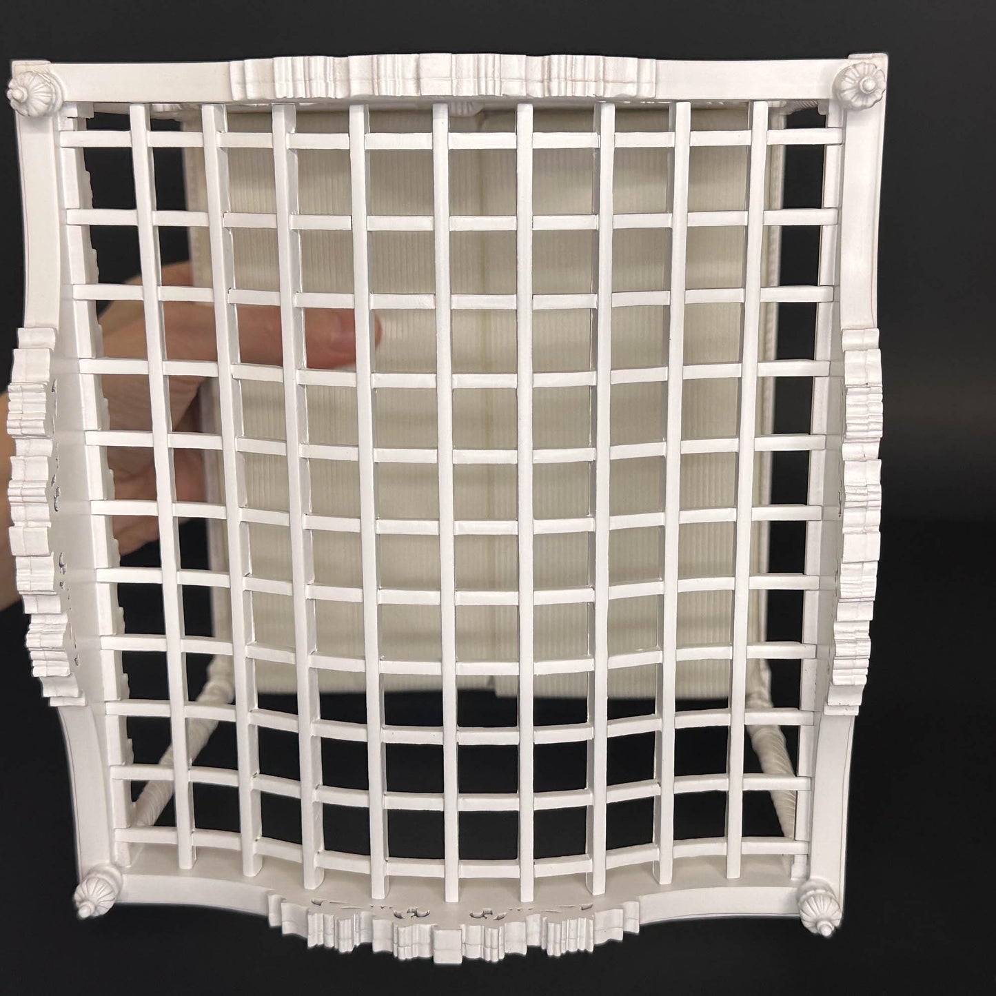 A Miniature Masterpiece king-size wooden Baroque Carved White Victorian Rococo Revival Canopy Bed Replica in 1:12 scale dollhouse