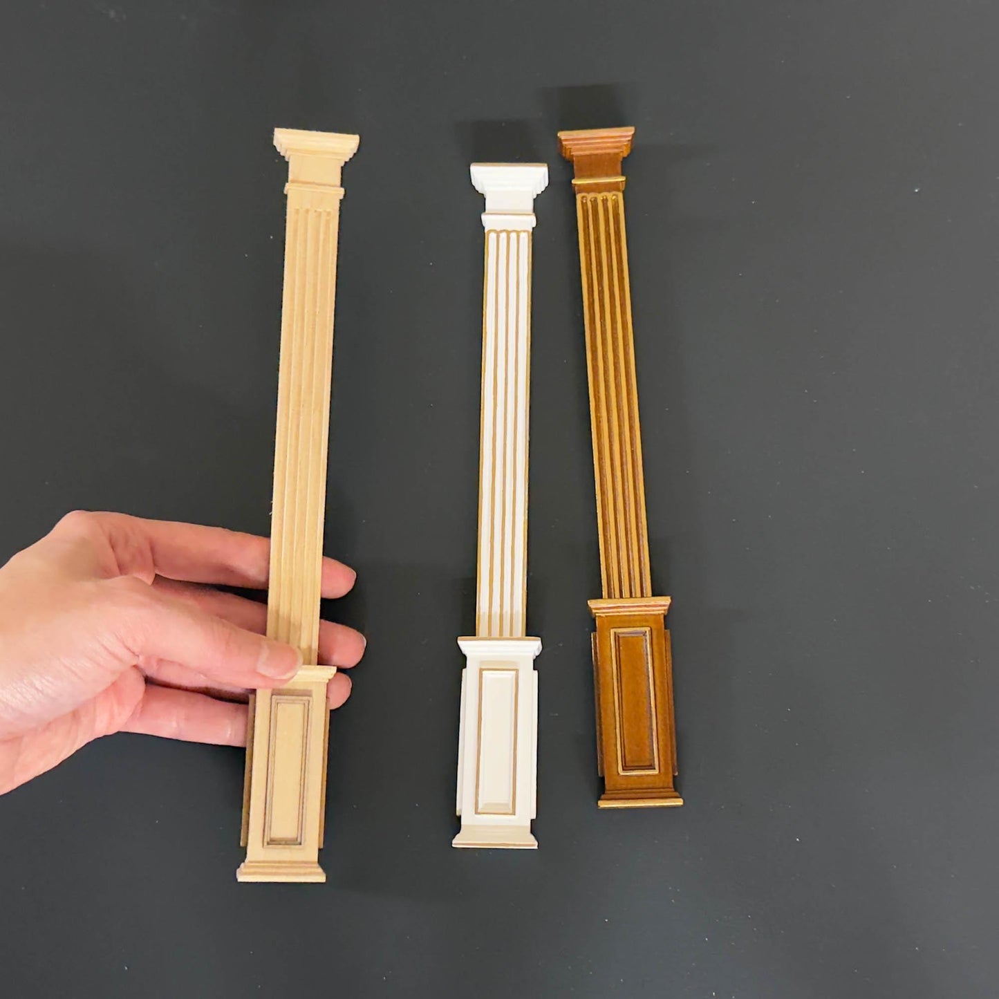 Miniature Quality HALF Square column fit ceiling height 4"-10" telescopic, wood for 1:12 dollhouse DIY