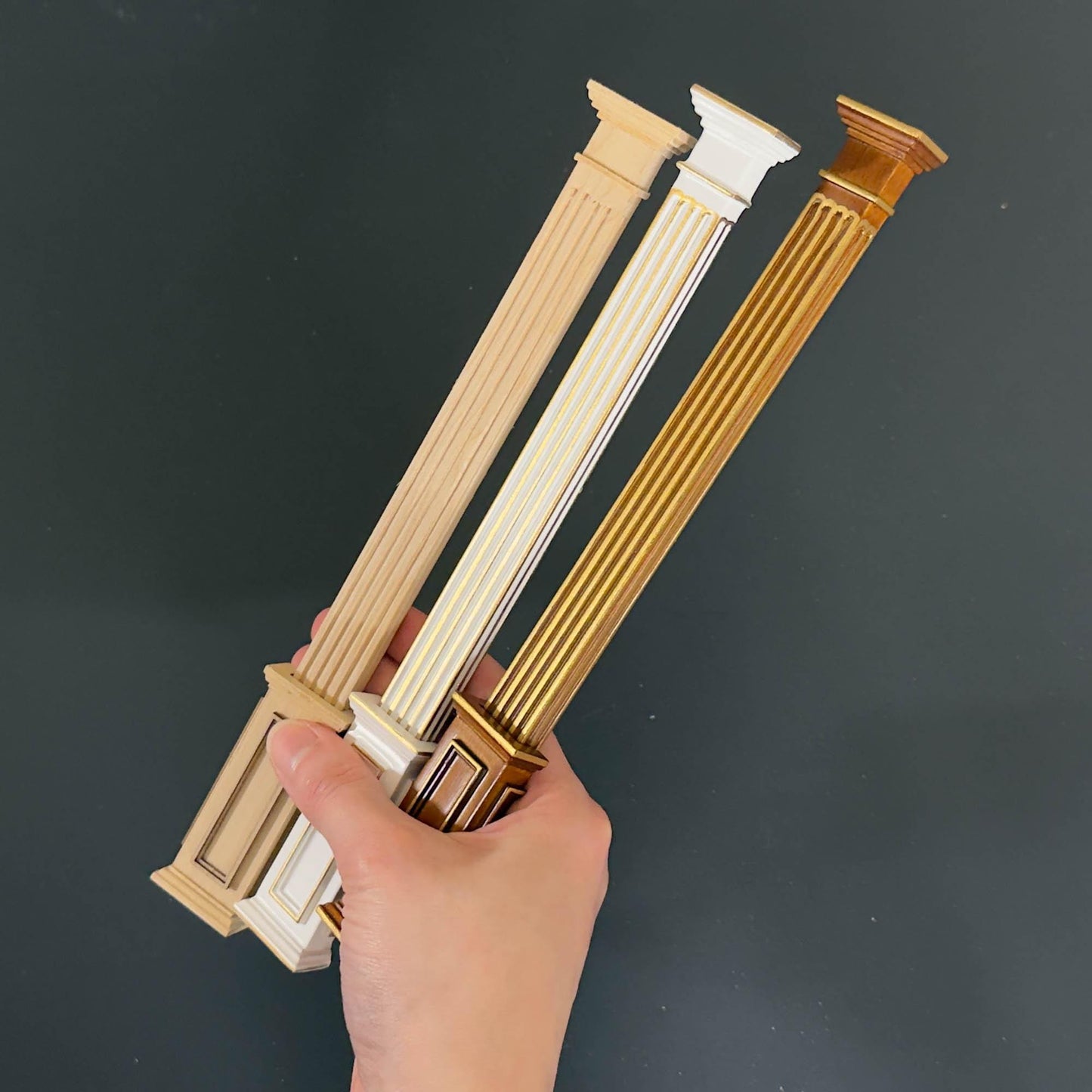 Miniature Quality HALF Square column fit ceiling height 4"-10" telescopic, wood for 1:12 dollhouse DIY