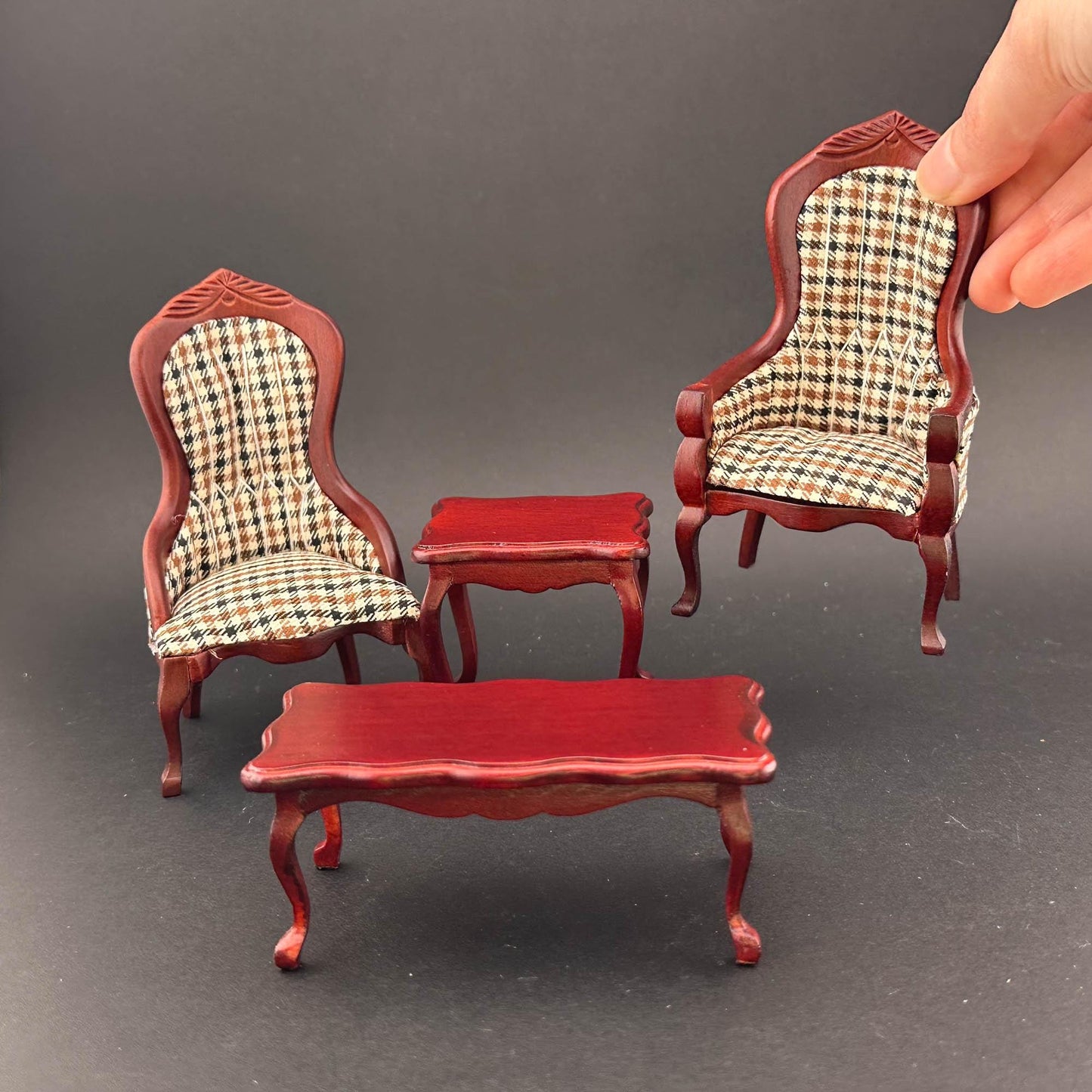 Mission furniture Set 4pcs FAMILY living ROOM set 1:12 scale dollhouses miniature chair coffee table