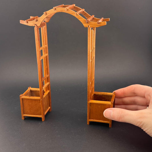 Miniature Wooden Garden canopy Arbor Archway and Planters for dollhouse 1:12 garden economic kit