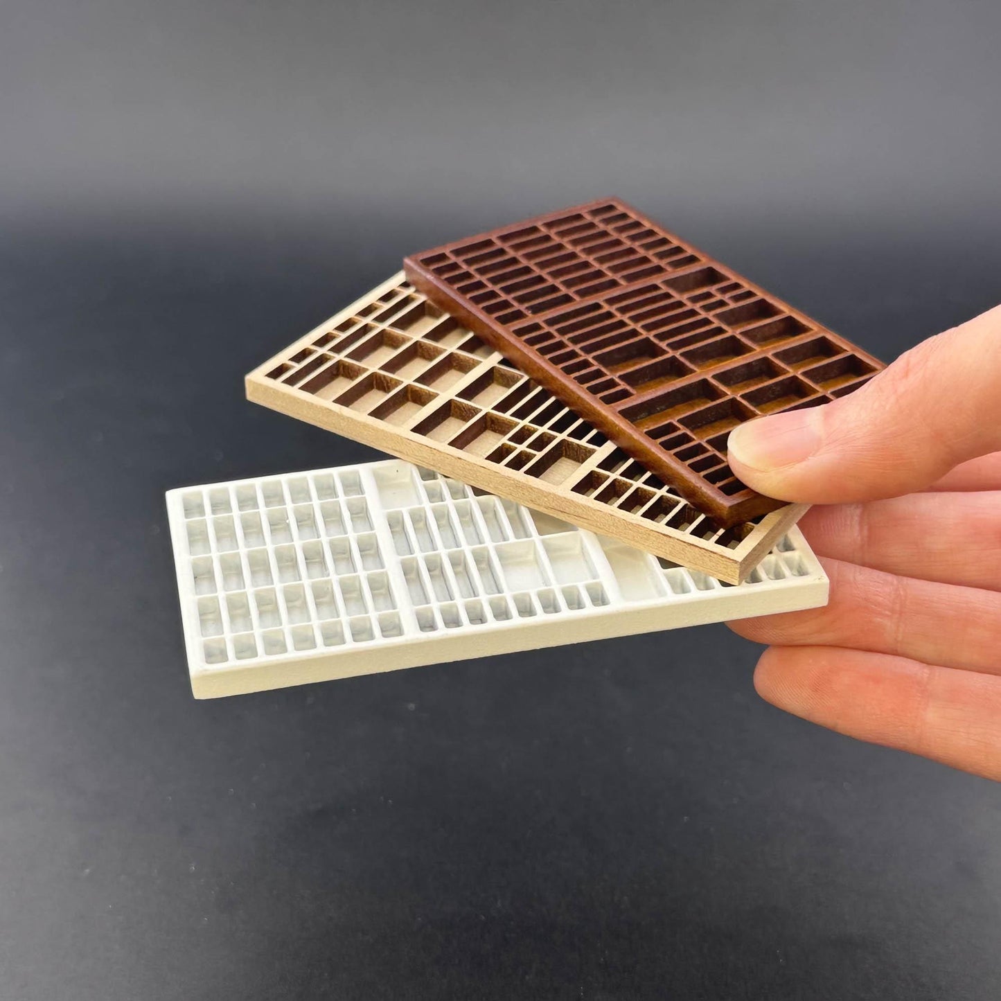 Miniature printer tray Shadowbox, Collection shelf for 1:12 scale dollhouse Trinket Organizer wood Top Quality