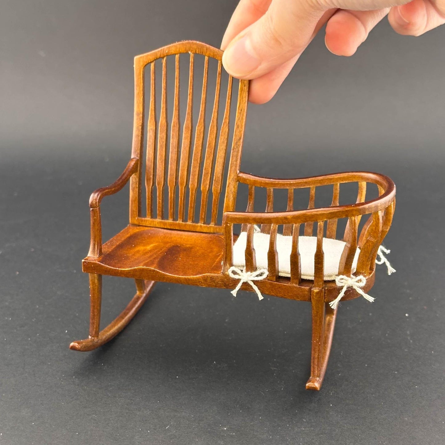 Miniature baby crib chair bench Spindle Windsor Style for 1:12 scale dollhouse top quality handmade of wood nursery room - nanny rocker