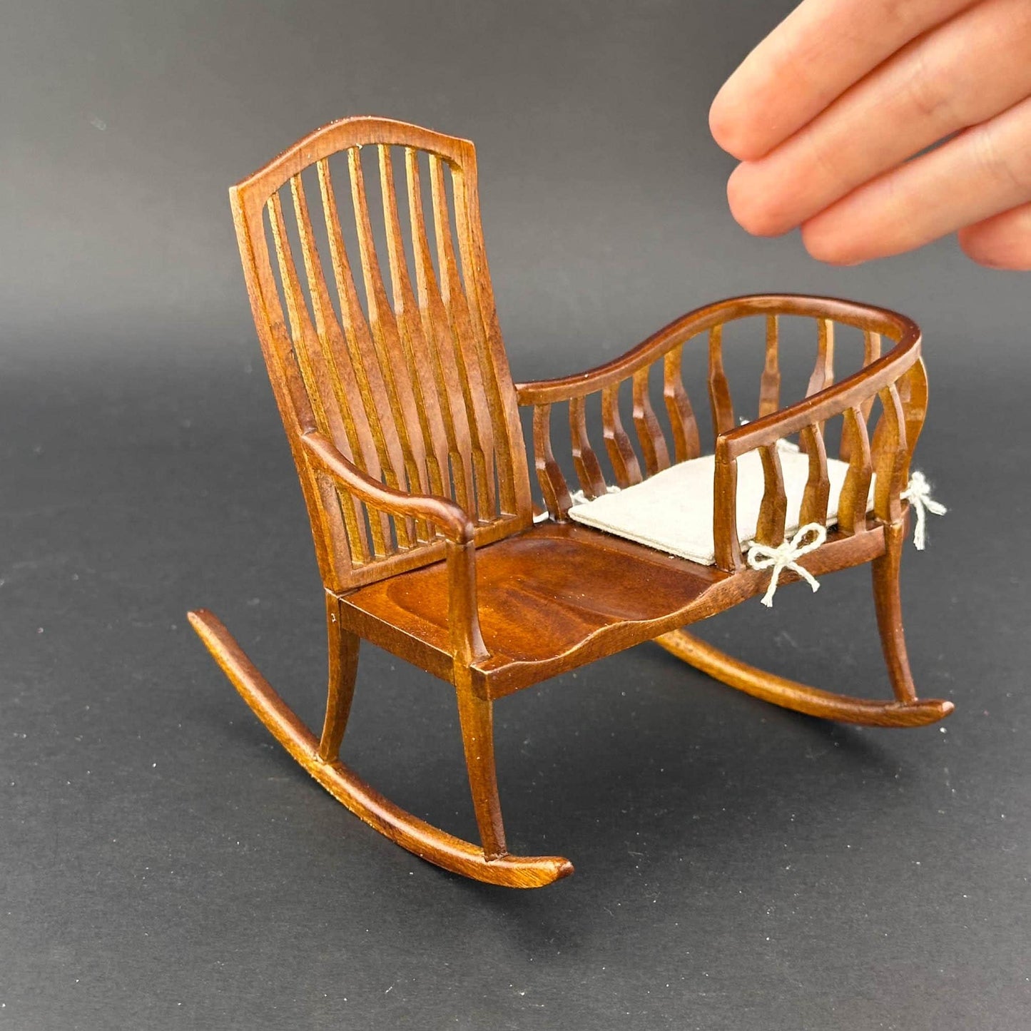 Miniature baby crib chair bench Spindle Windsor Style for 1:12 scale dollhouse top quality handmade of wood nursery room - nanny rocker