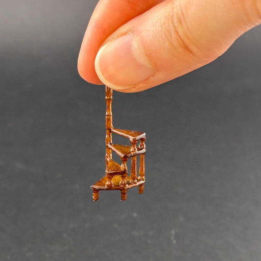 1:48 scale Library office step ladder handcrafted wood  quarter scale  WALNUT 1/48 Top Quality dollhouse miniature
