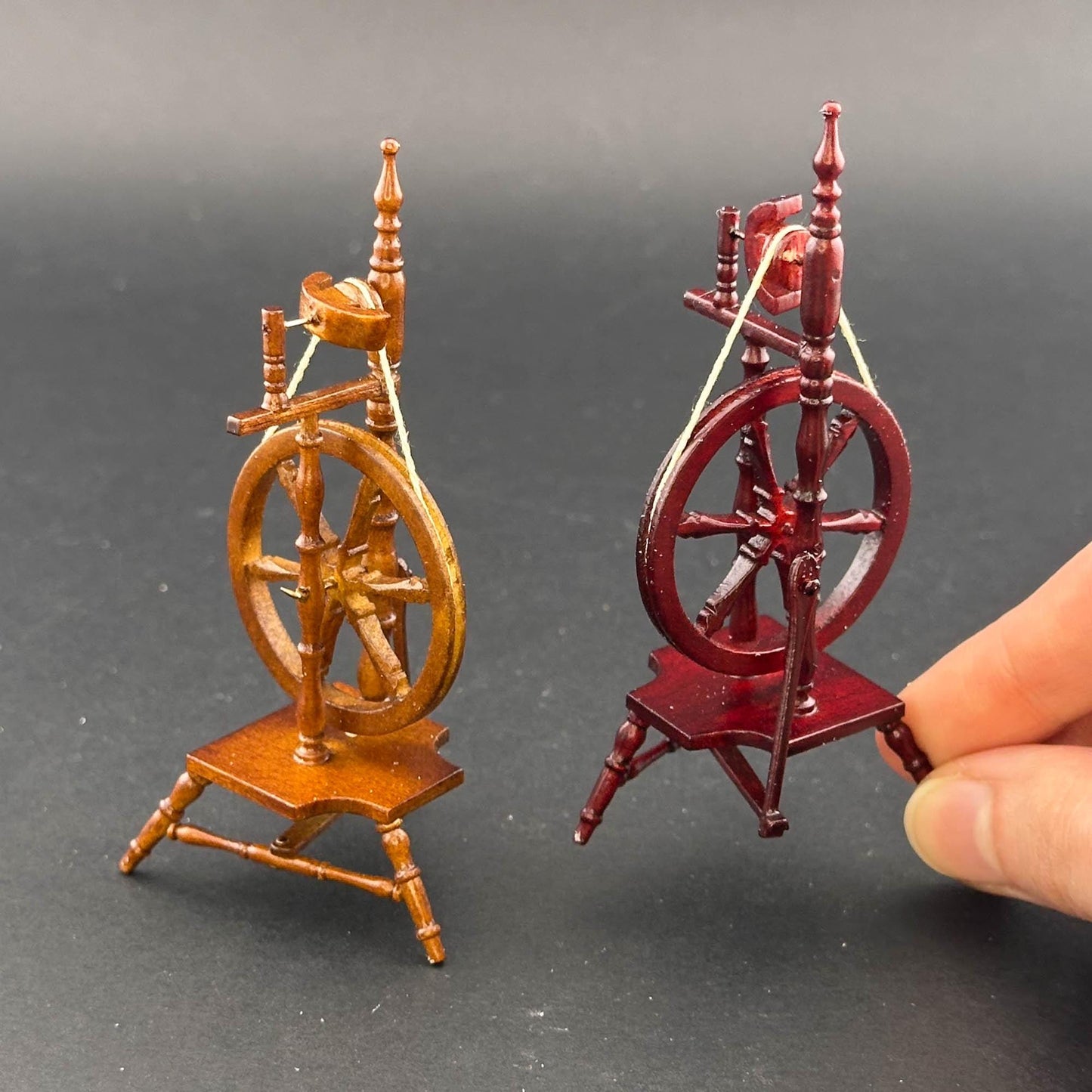 Miniature Spinning Wheel Fine Quality for dollhouse miniature 1:12 sewing room wood handcrafted
