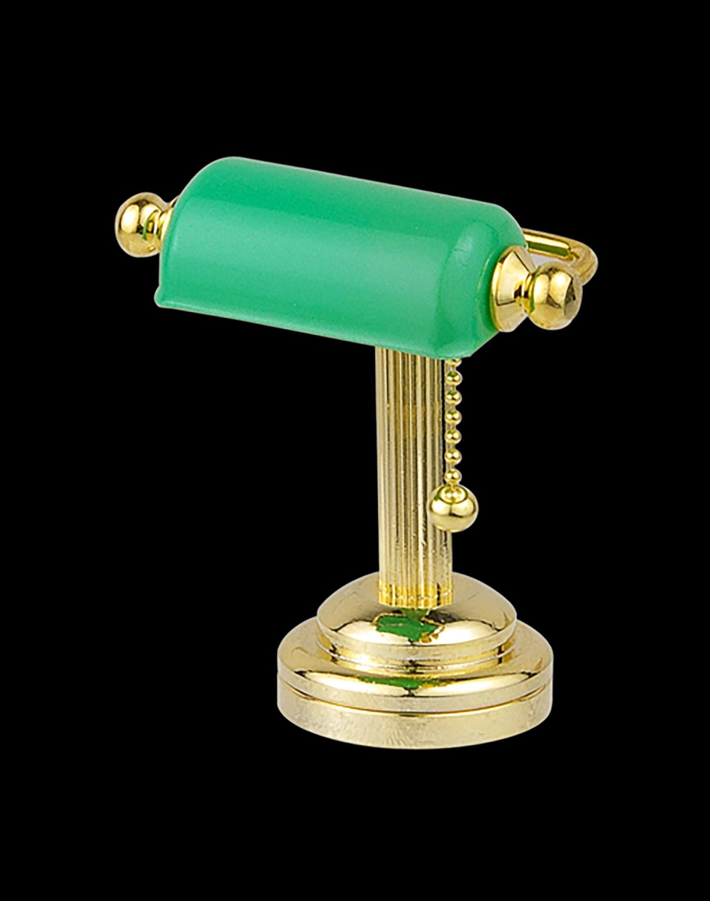 Brass Desk light w/green shade super bright LED lamp with On/off switch for dollhouse miniature 1:12 scale