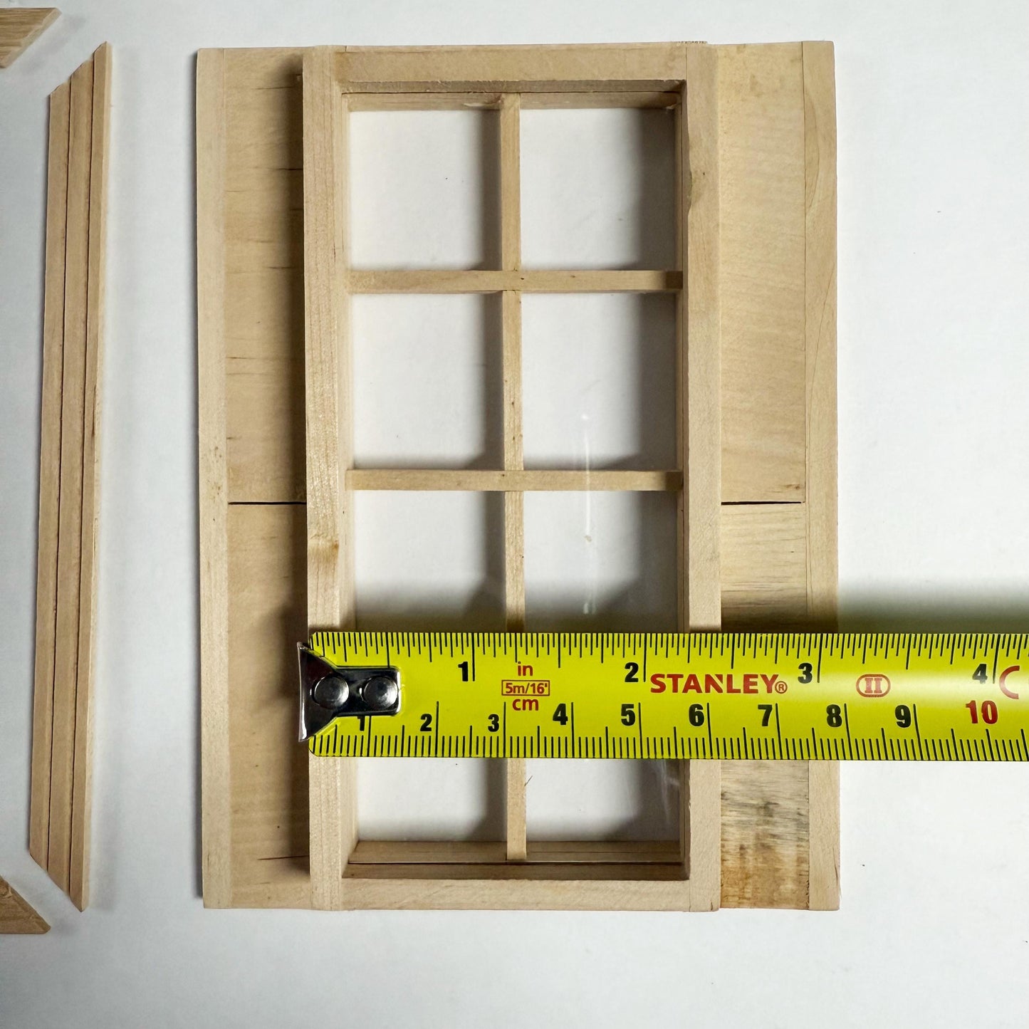 Unfinished Wooden Miniature Window with Side Shutters and Inner Trim Frame for 1:12 Scale Dollhouses