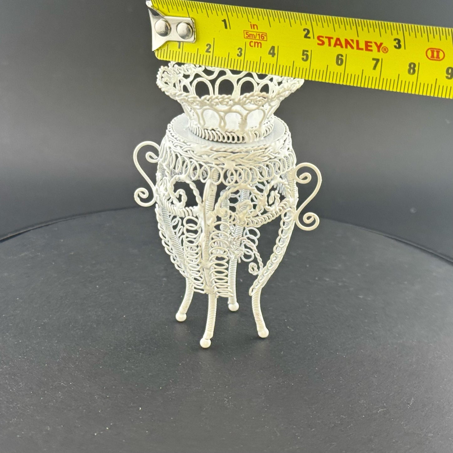 Elegant White Metal Wire Plant Stand for 1:12 dollhouse miniature garden