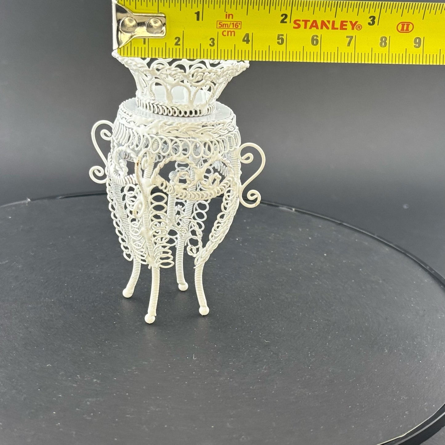 Elegant White Metal Wire Plant Stand for 1:12 dollhouse miniature garden