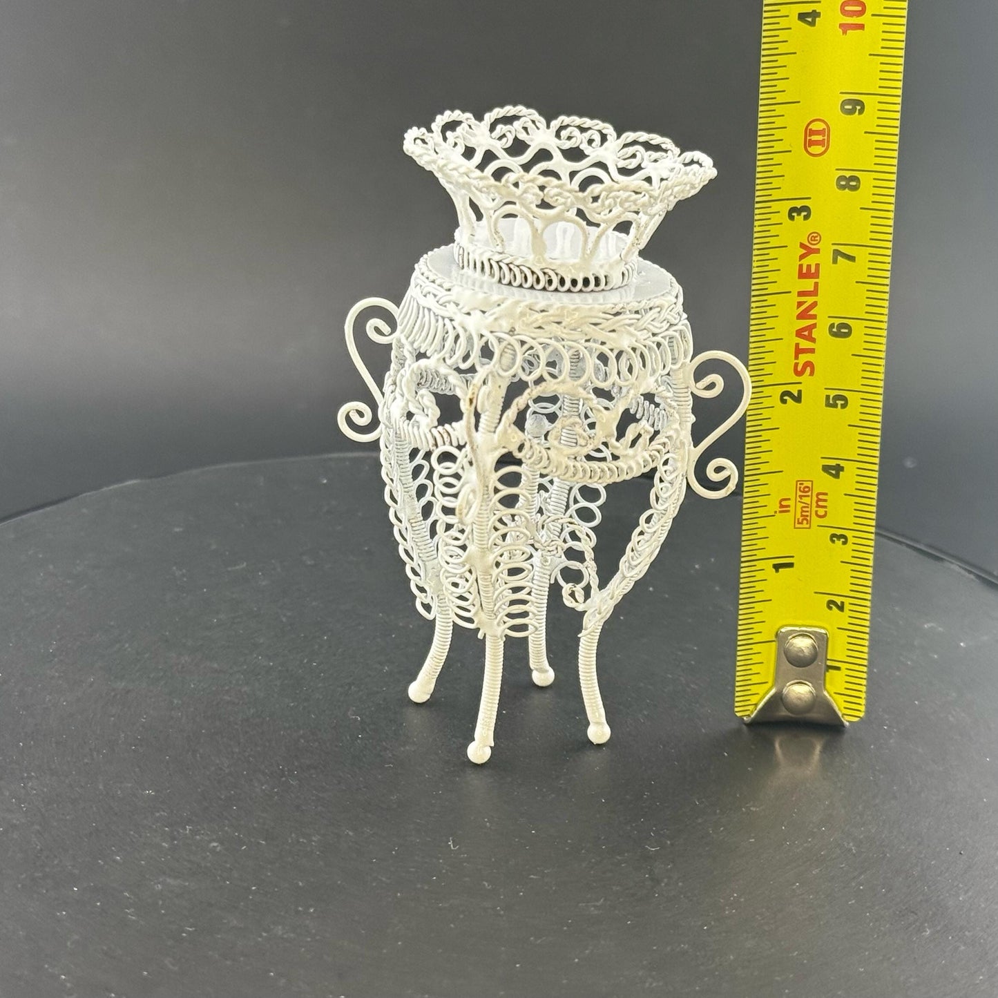 Elegant White Metal Wire Plant Stand for 1:12 dollhouse miniature garden