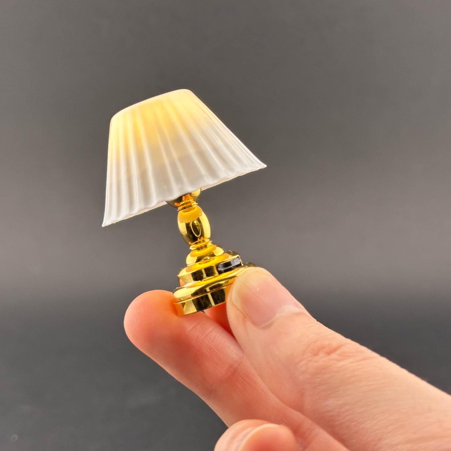 Brass table Lamp LED light super bright with on/off switch for 1:12 dollhouse miniature bedroom bedstand lamp