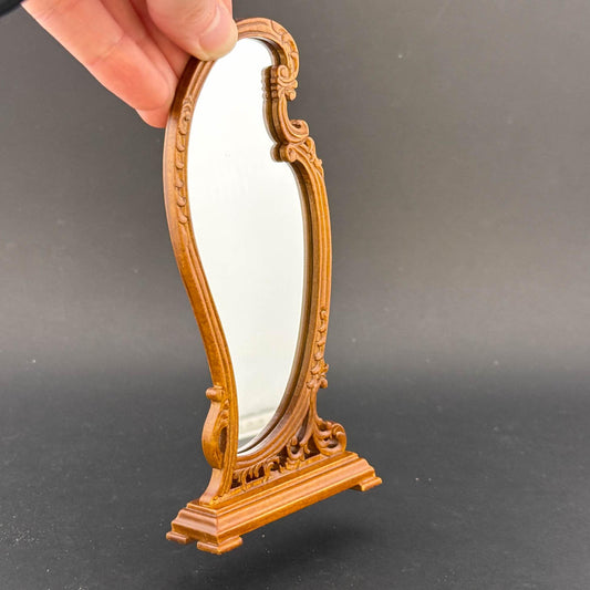 Miroir de sol victorien pour maison de poupée miniature à l'échelle 1:12 en noyer