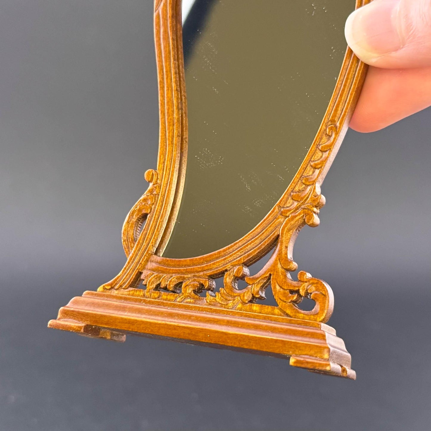 Victorian Floor mirror for dollhouse miniature 1:12 scale walnut bedroom store