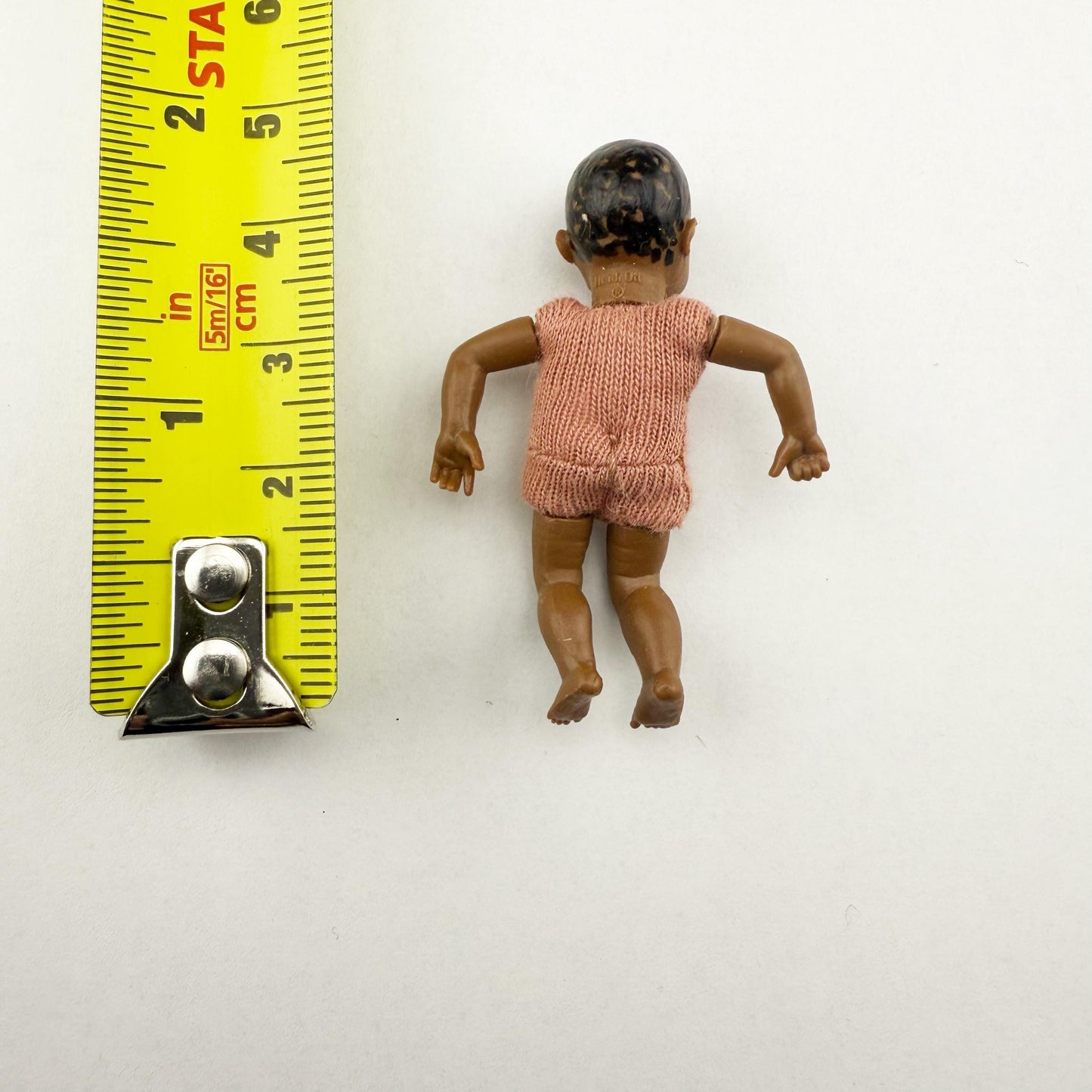 Rare 1:12 Scale Sleeping Baby Doll – Dark Skin – Artisan Made by Heidi Ott, Switzerland new