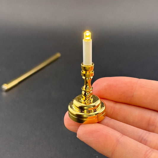 Miniature Touchless operation with Wand  1:12 table lamp LED for Dollhouse No-touch No-Switch Brass candlestick