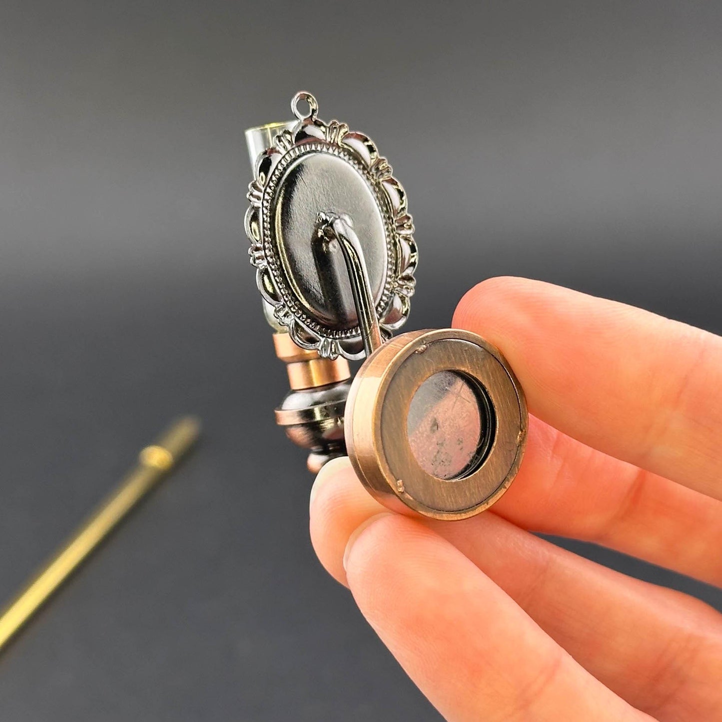 Miniature Touchless operation with Wand 1:12 Fancy Victorian wall sconce oil lamp LED Dollhouse No-touch No-Switch Copper