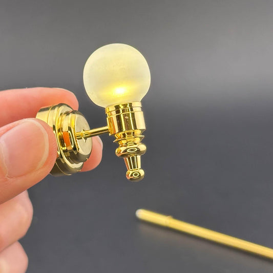 Miniature Touchless operation with Wand 1:12  frosted Globe Wall Sconce Brass LED Dollhouse No-touch No-Switch