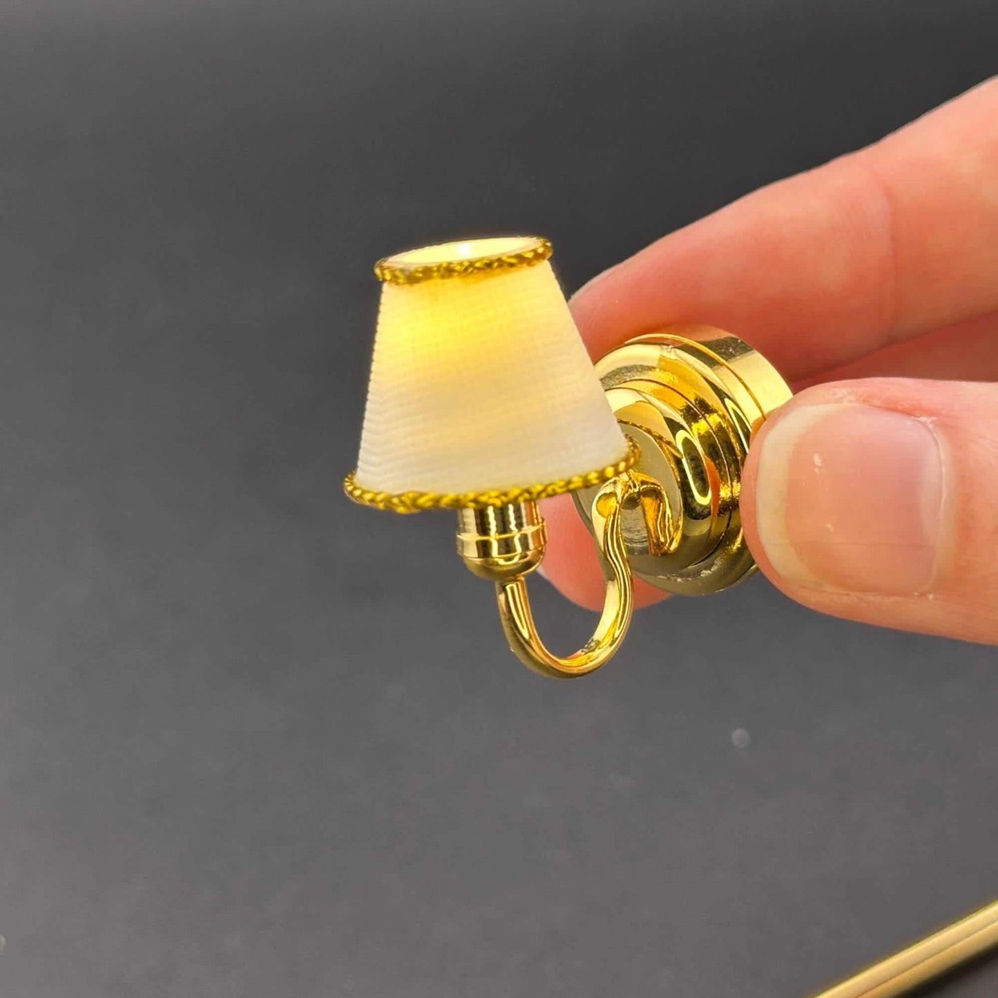 Miniature Touchless operation with Wand 1:12 brass Wall sconce classic gold lamp LED light Dollhouse No-touch No-Switch Stick Fairy Magic