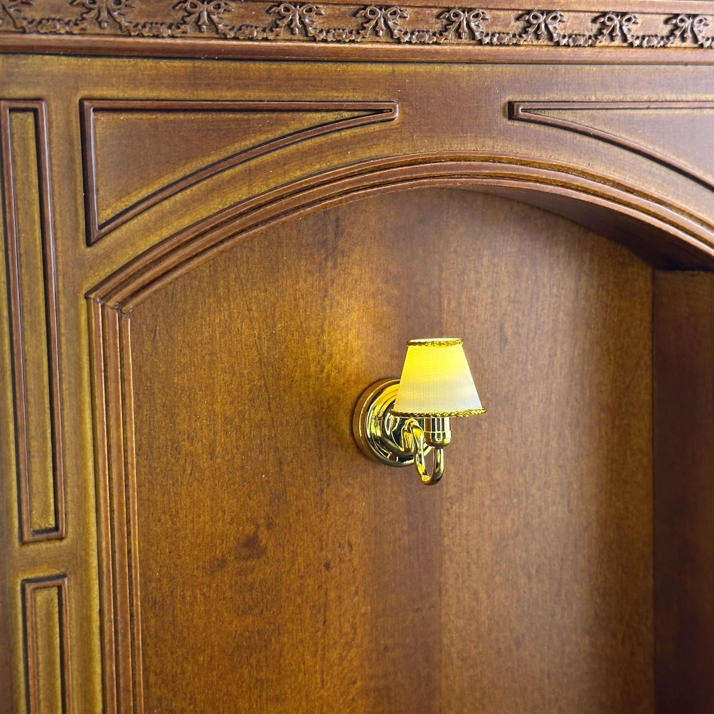 Miniature Touchless operation with Wand 1:12 brass Wall sconce classic gold lamp LED light Dollhouse No-touch No-Switch Stick Fairy Magic