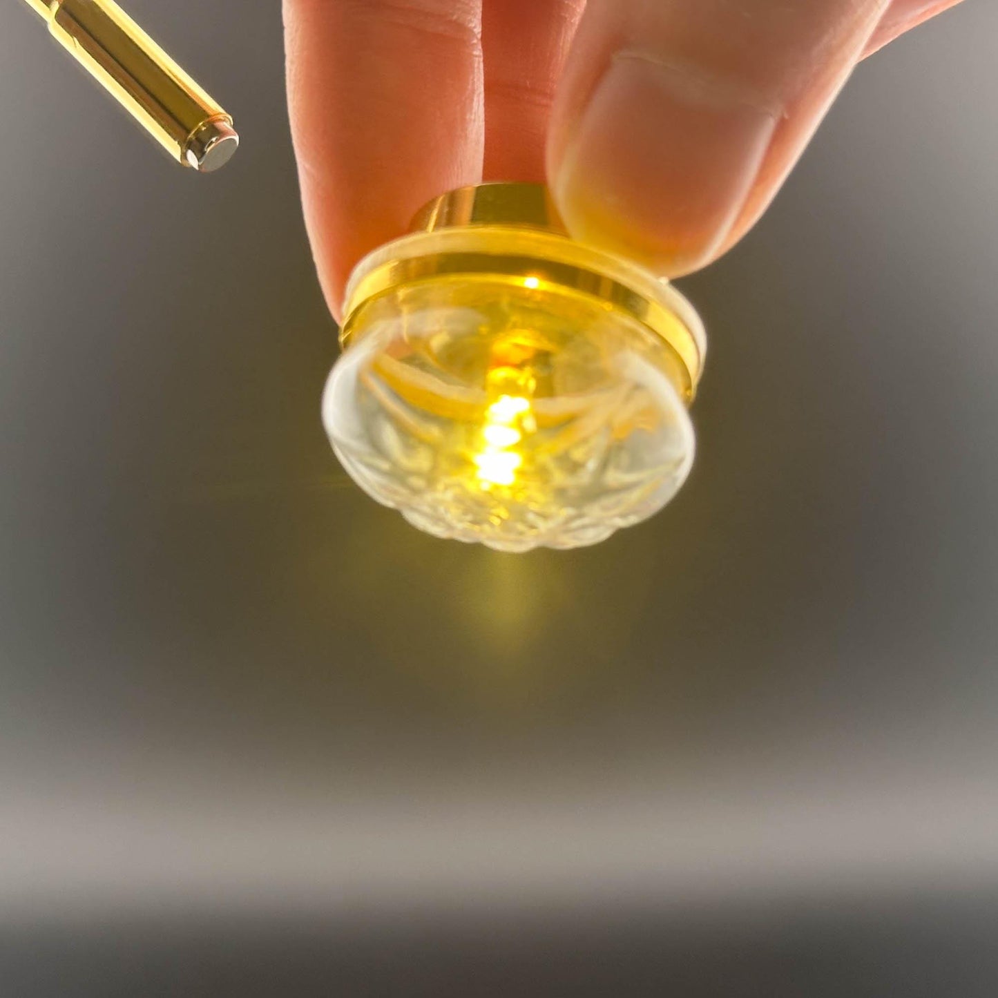 Miniature brass ceiling lamp Touchless operation with Wand clear shade LED 1:12 scale for dollhouse No-touch No-Switch