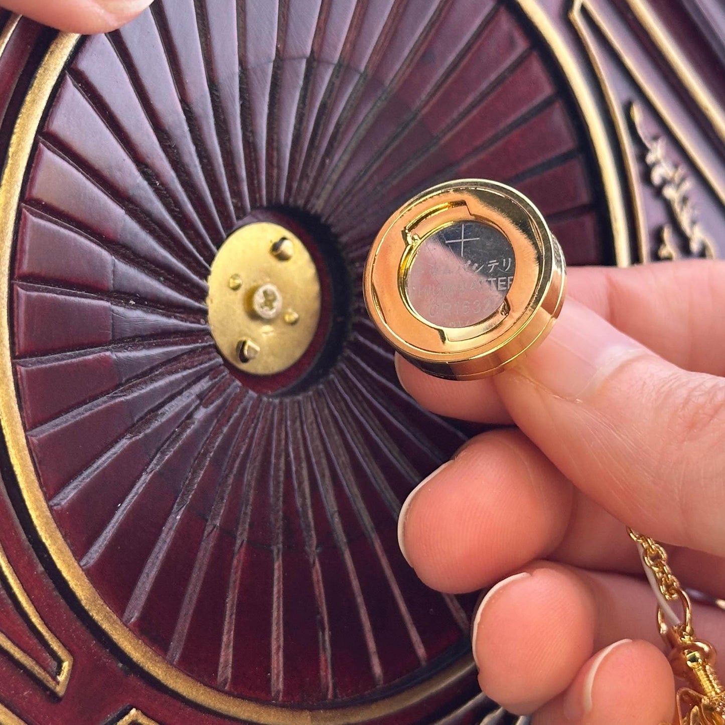 Miniature brass ceiling carriage lamp Touchless operation with wand metal LED light 1:12 scale for dollhouse No-touch No-Switch