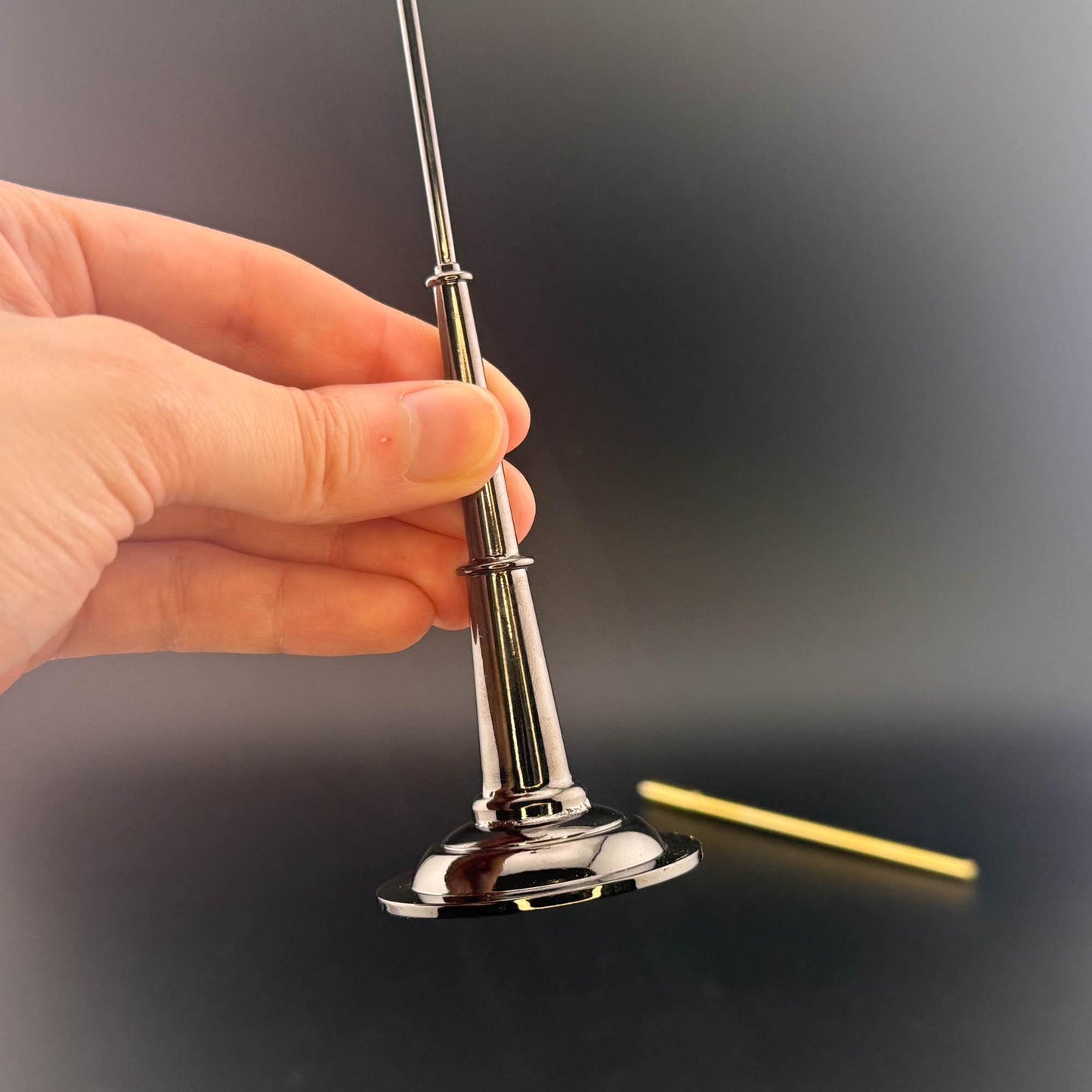 1:12 Scale Miniature Triple 3-Arm Carriage Lamp – 8” H, Gunmetal Black, Touchless Sensor with Wand, garden street light dollhouse