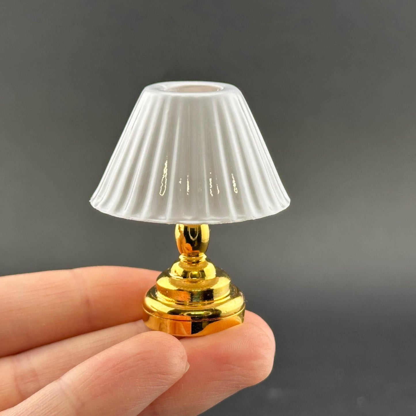 Brass table Lamp LED light super bright with on/off switch for 1:12 dollhouse miniature bedroom bedstand lamp