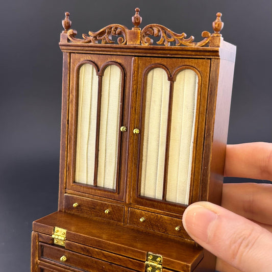 Bibliothèque victorienne, bureau pliant, commode et étagères dissimulées pour maison de poupée miniature 1:12 Y2255 WN